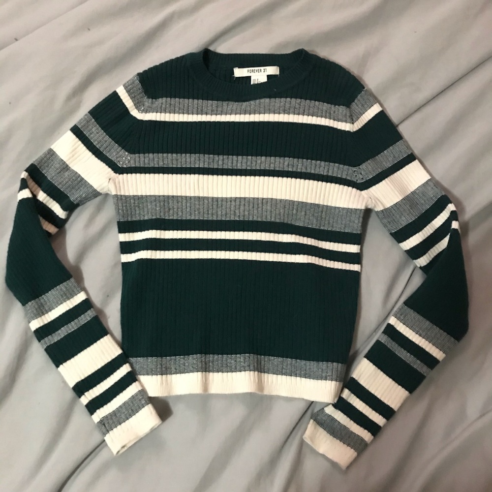 Dark Green Striped Sweater
